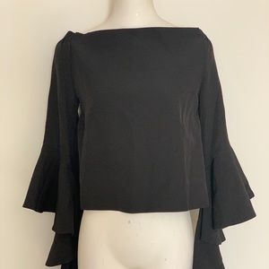 NWT Black off the shoulder top with ruffle sleeves